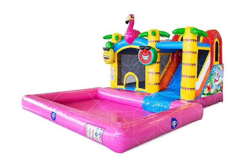 SWS042 Jumpy Happy Splash Flamingo Bouncy Castle